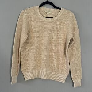 Appleseed’s Women’s L Sweater Beige Cotton Textured Knit Pullover Neutral Basic
